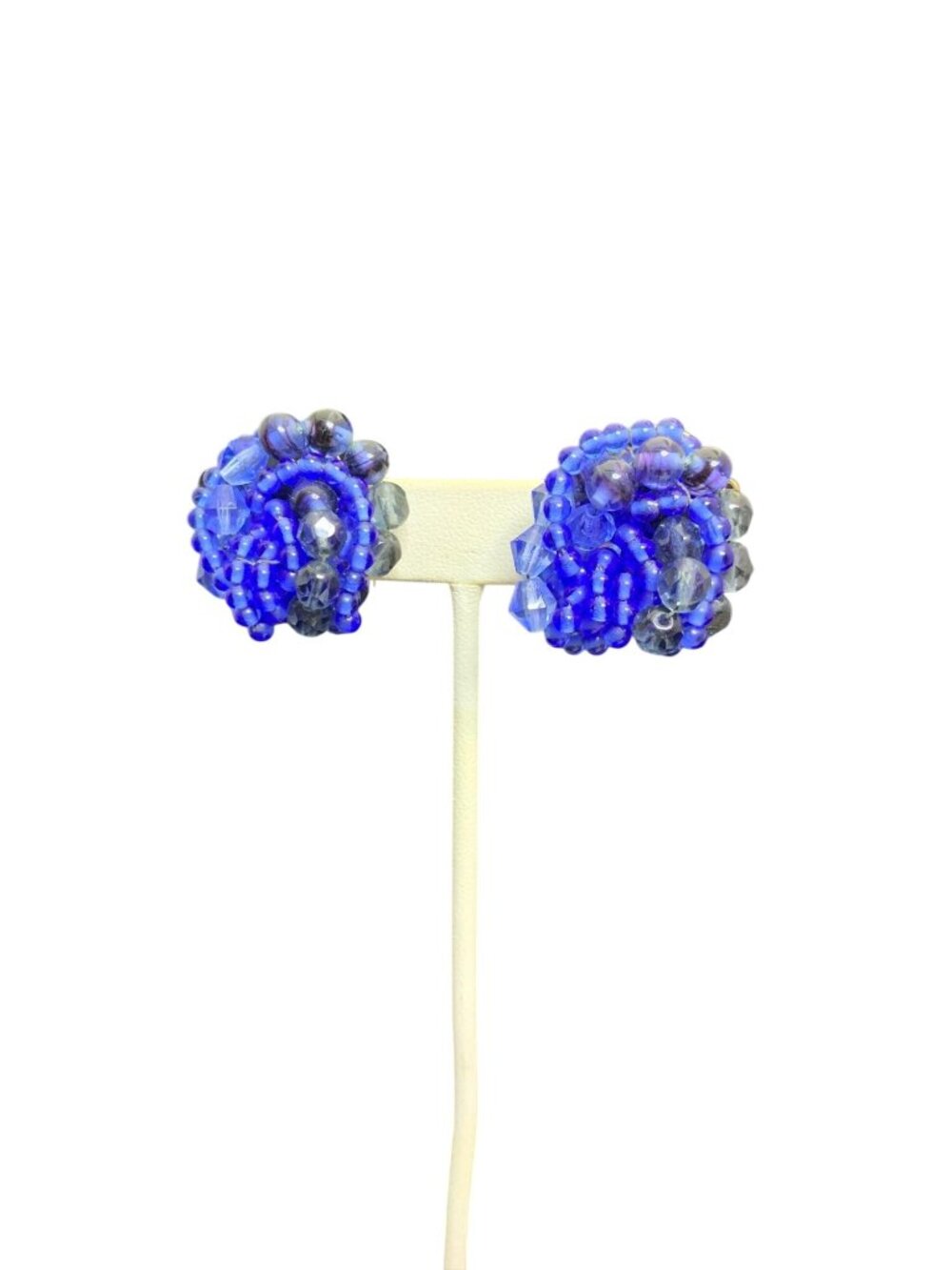 Marvella Blue Bead And Gold Tone Clip On Earrings (2277)